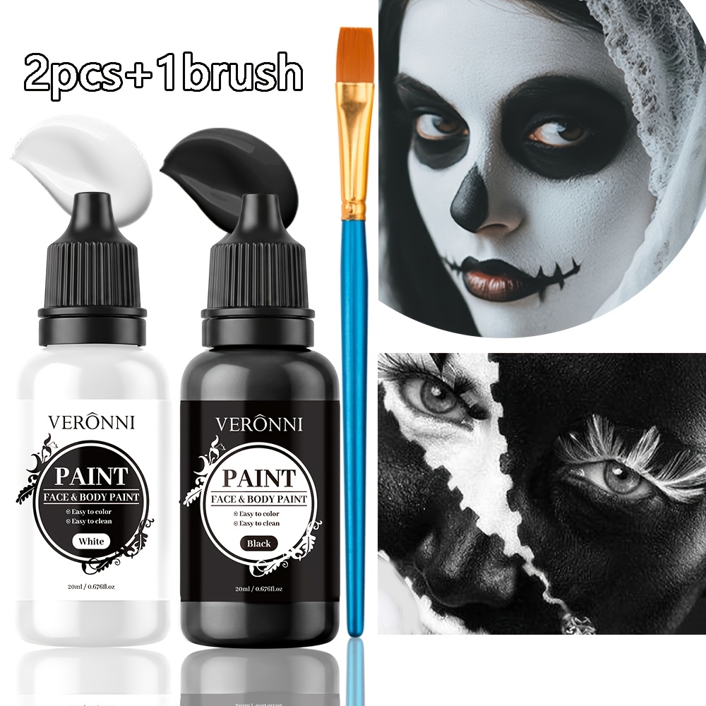 2 Flaschen Schwarz-Weiß-Gesich – Cosplay Prop Paint Bewertung und Preis